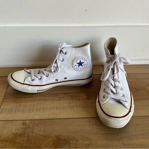Leather White Converse High Tops